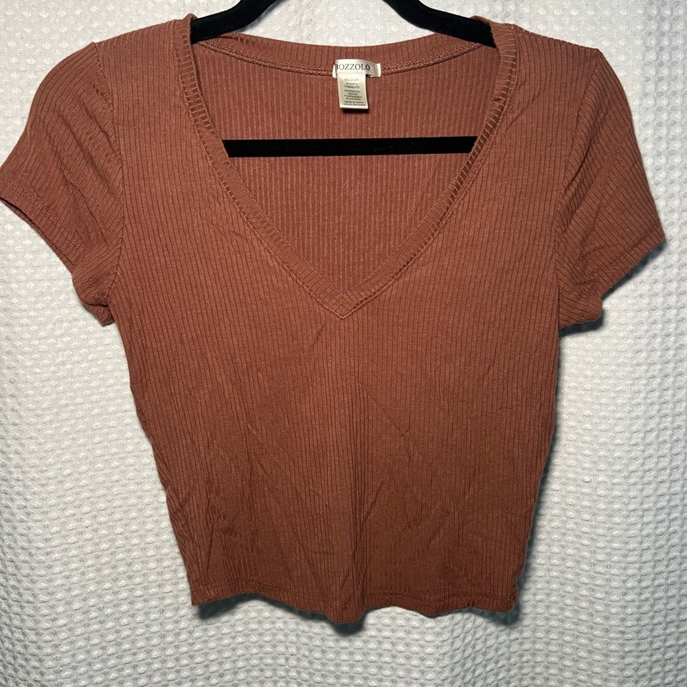 Bozzolo Rust V-Neck Short Sleeve Tee